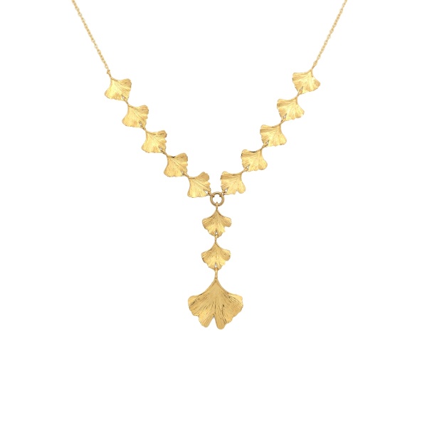 Collierkette Ginkgoblatt 585 Gelbgold E10943