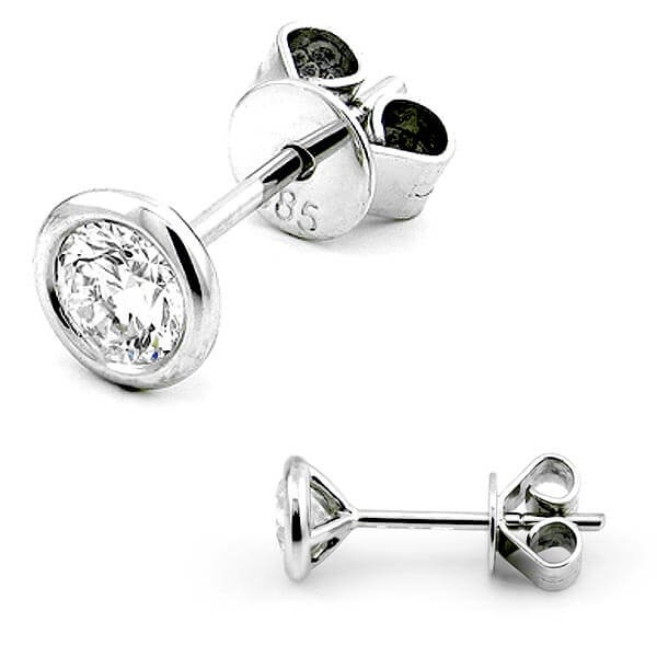 Solitaire Ohrstecker Zarge mit Diamanten 585 Gold