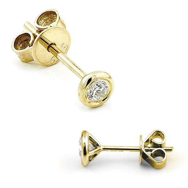 Solitaire Ohrstecker Zarge mit Diamanten 585 Gold