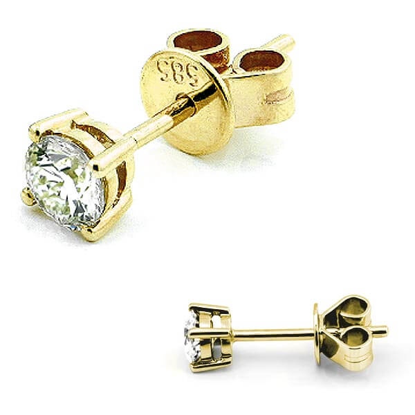 Solitaire Ohrstecker 4er Krappe mit Diamanten in 585 Gold