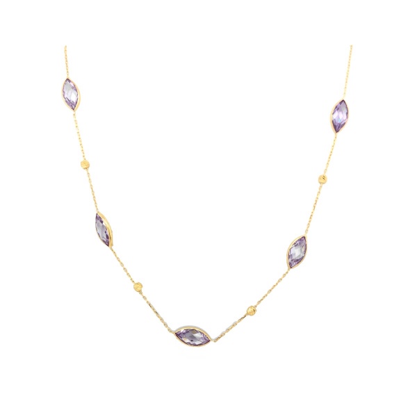 Collierkette mit Amethyst 585 Gelbgold E10942