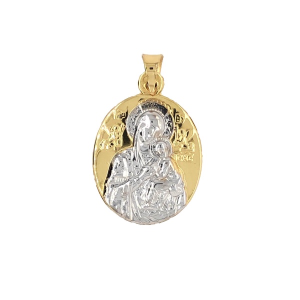 Anhänger Mutter Maria mit Christkind beidseitig 585 Gold E10996