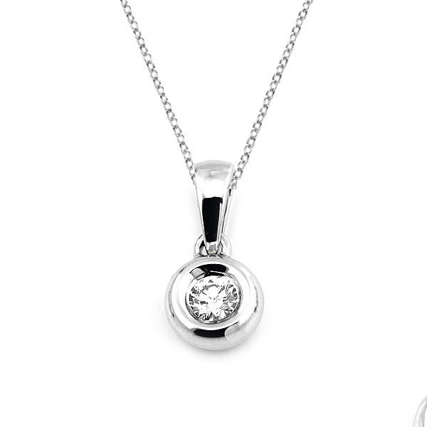 Solitaire Anhänger Zarge mit Diamanten 585 Gold