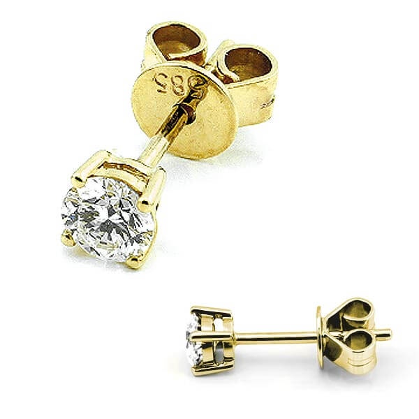 Solitaire Ohrstecker 4er Krappe mit Diamanten in 585 Gold