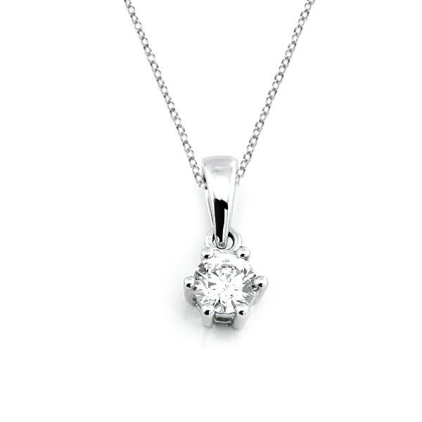 Solitaire Anhänger 6er Krappe mit Diamanten 585 Gold