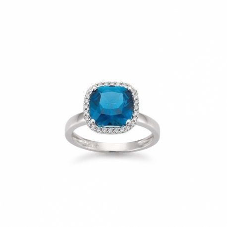 Diamantring 750 Gold mit Blautopas S5179W