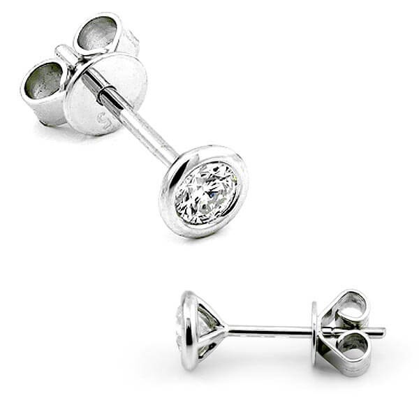 Solitaire Ohrstecker Zarge mit Diamanten 585 Gold