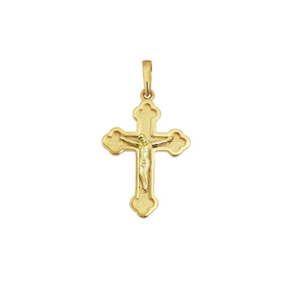 Anhänger Kreuz Orthodox 585 Gold medium mit Korpus E11648