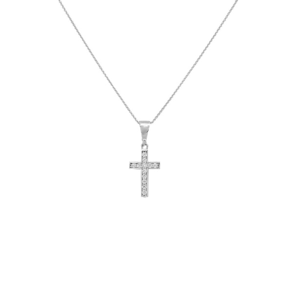 Anhänger Kreuz mit Kette und Zirkonia 585 Gold E11094