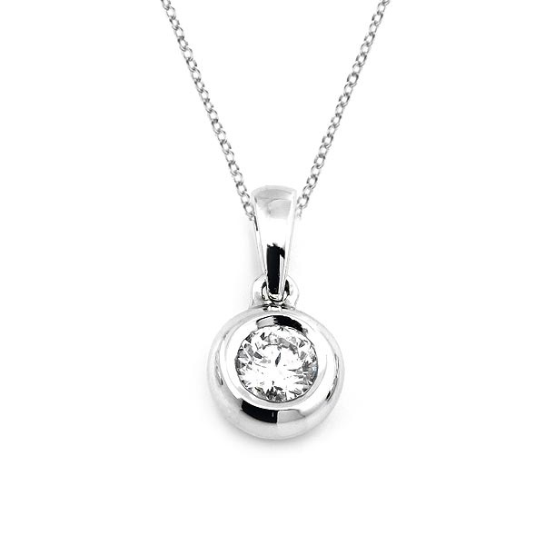 Solitaire Anhänger Zarge mit Diamanten 585 Gold