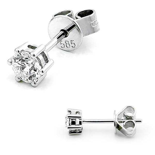 Solitaire Ohrstecker 6er Krappe mit Diamanten in 585 Gold