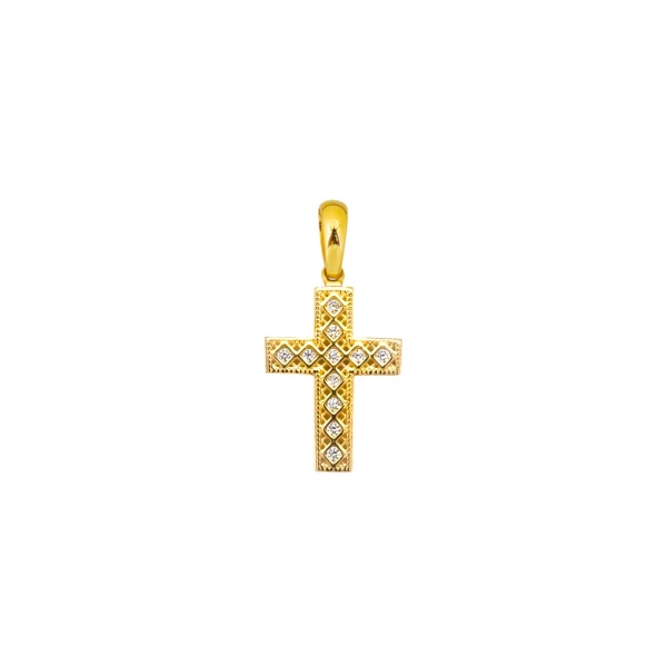 Anhänger Kreuz 585 Gelbgold mit Zirkonia E12736