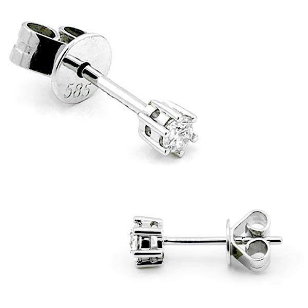 Solitaire Ohrstecker 0,10ct. 585 Weißgold B02-W10