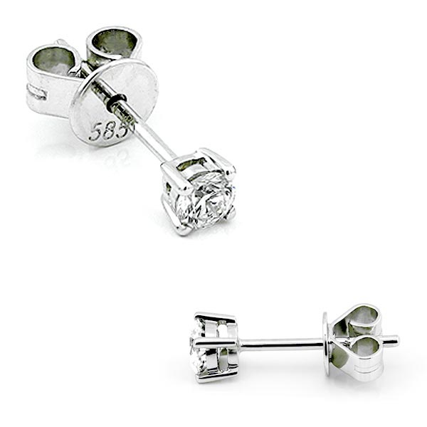 Solitaire Ohrstecker 0,20ct. 585 Weißgold B01-W20