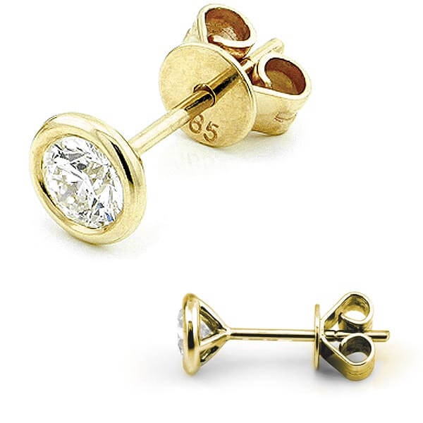 Solitaire Ohrstecker Zarge mit Diamanten 585 Gold