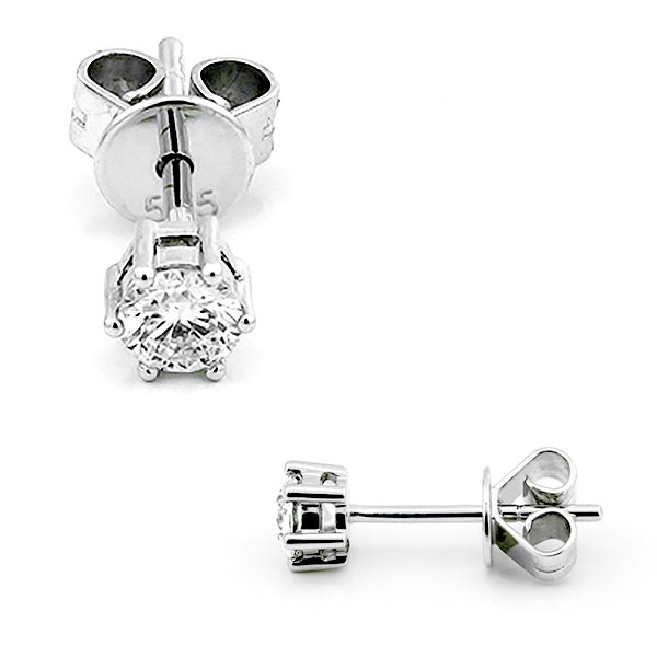 Solitaire Ohrstecker 0,30ct. 585 Weißgold B02-W30