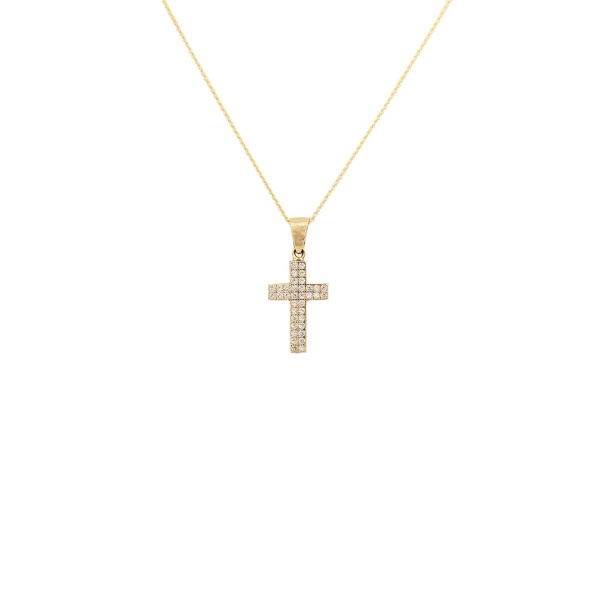 Anhänger Kreuz mit Kette und Zirkonia 585 Gold E11092