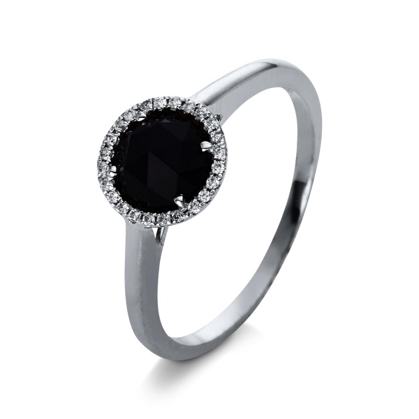 Diamantring 585 Gold mit Onyx 1R19