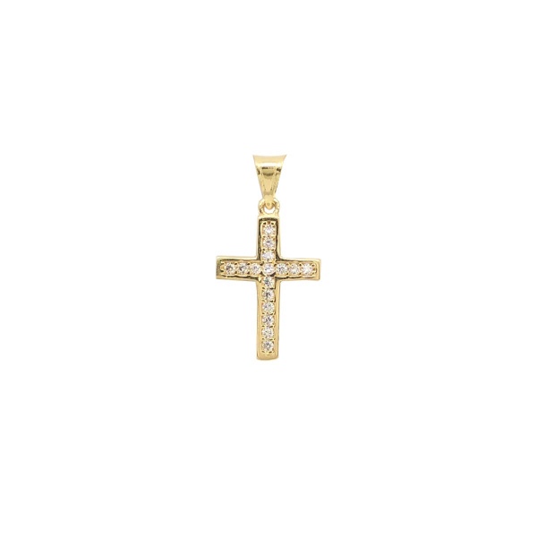 E10940 - Anhänger Kreuz 585 Gelbgold mit Zirkonia