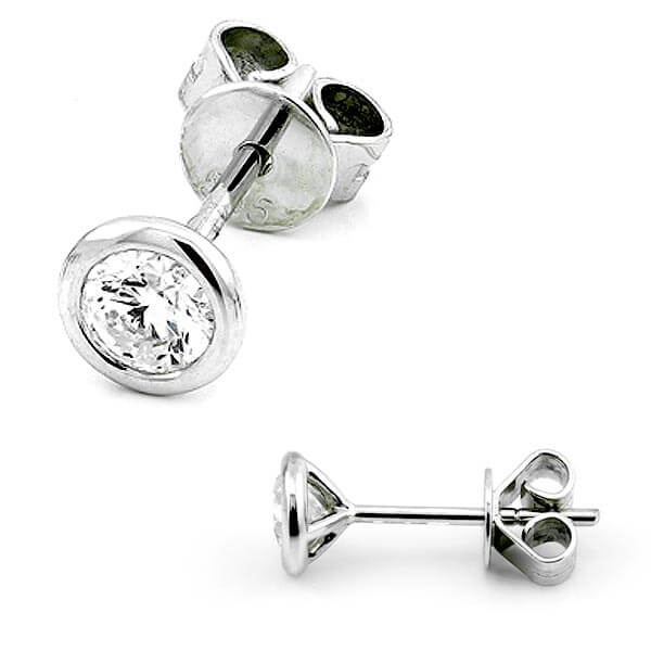 Solitaire Ohrstecker Zarge mit Diamanten 585 Gold