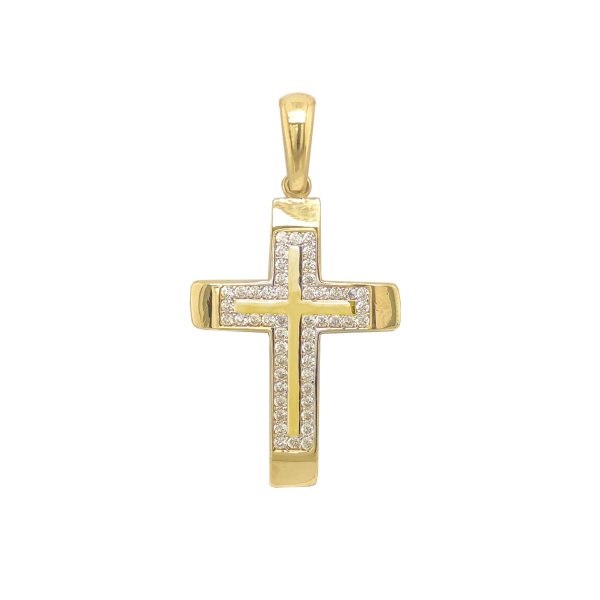 Anhänger Kreuz in 585 Gold mit Zirkonia E10932