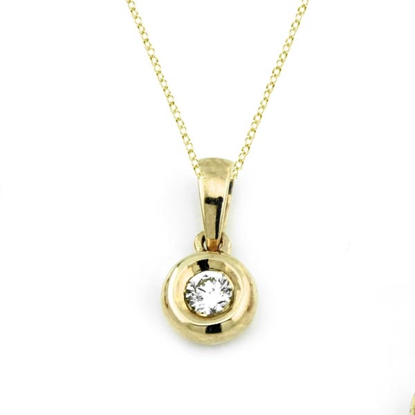 Solitaire Anhänger Zarge mit Diamanten 585 Gold