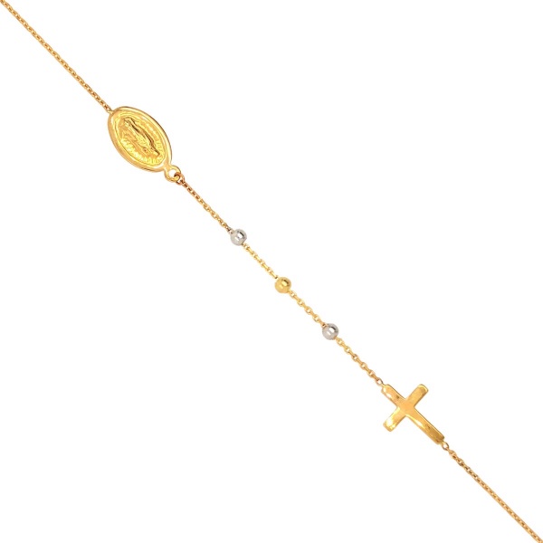 Armband Kreuz mit Mutter Maria 585 Gold E10976