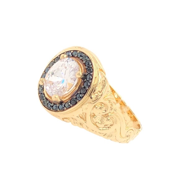 Herrenring 585 Gold mit Zirkonia Steinen MIL15204