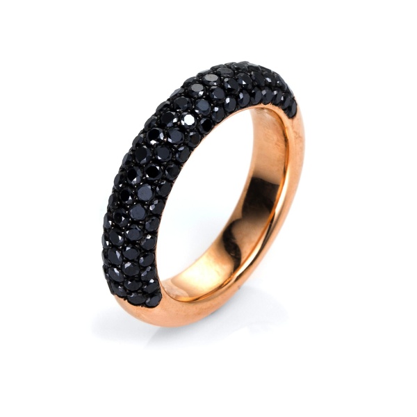 Diamantring 750 Gold mit schwarzen Diamanten 1F66