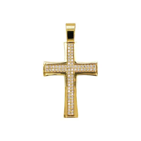 Anhänger Kreuz 585 Gold mit Zirkonia 9901360 frontal