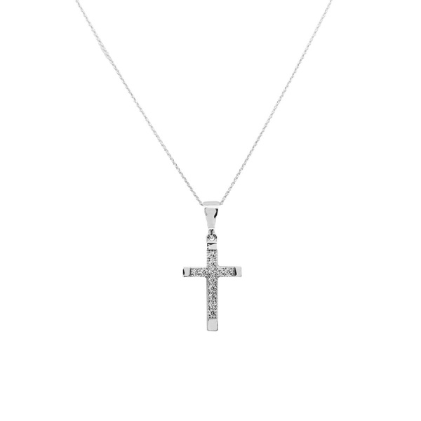 Anhänger Kreuz mit Kette und Zirkonia 585 Gold E11095