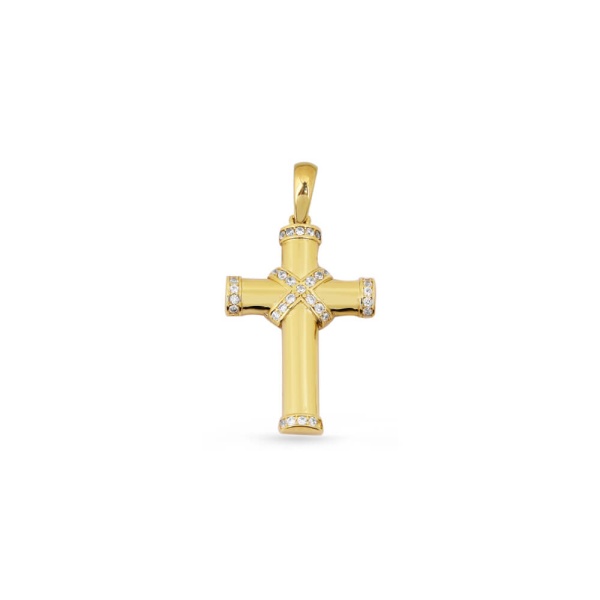 Anhänger Kreuz 585 Gelbgold mit Zirkonia E12495