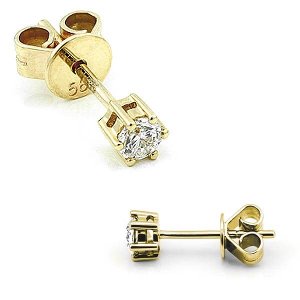 Solitaire Ohrstecker 6er Krappe mit Diamanten in 585 Gold