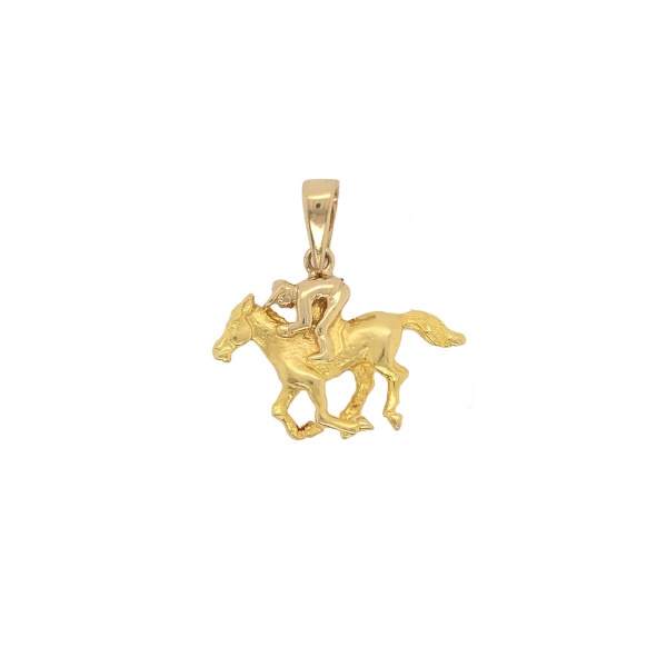 Anhänger Pferd mit Reiter 585 Gold E10958