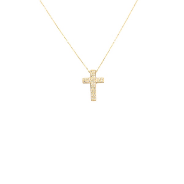 Anhänger Kreuz mit Kette und Zirkonia 585 Gold E11093