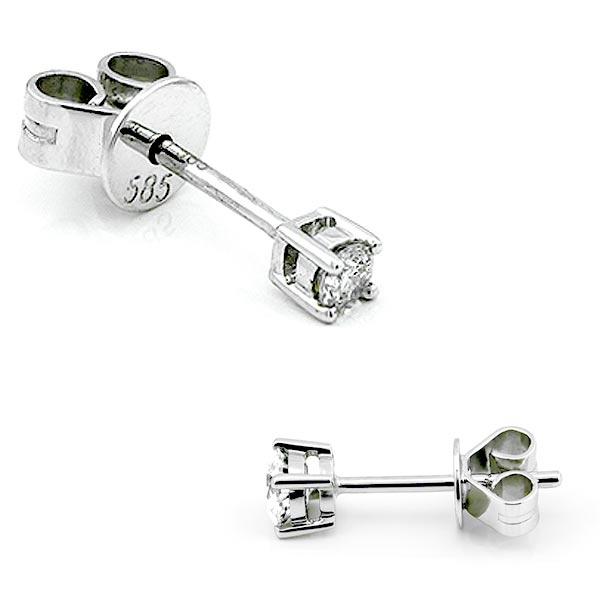 Solitaire Ohrstecker 0,10ct. 585 Weißgold B01-W10