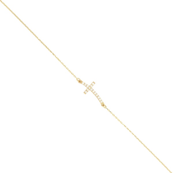 Armband Kreuz mit Zirkonia 585 Gold E11129