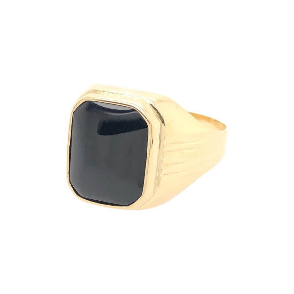 Herrenring 585 Gold mit Onyx Stein MIL15213