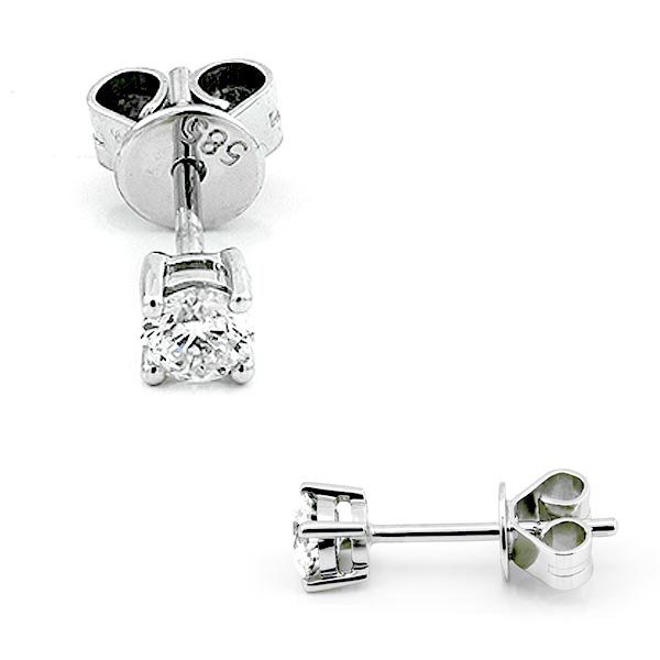 Solitaire Ohrstecker 0,30ct. 585 Weißgold B01-W30