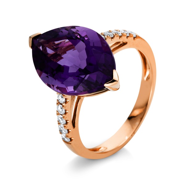 Diamantring 750 Gold mit Amethyst 1S11