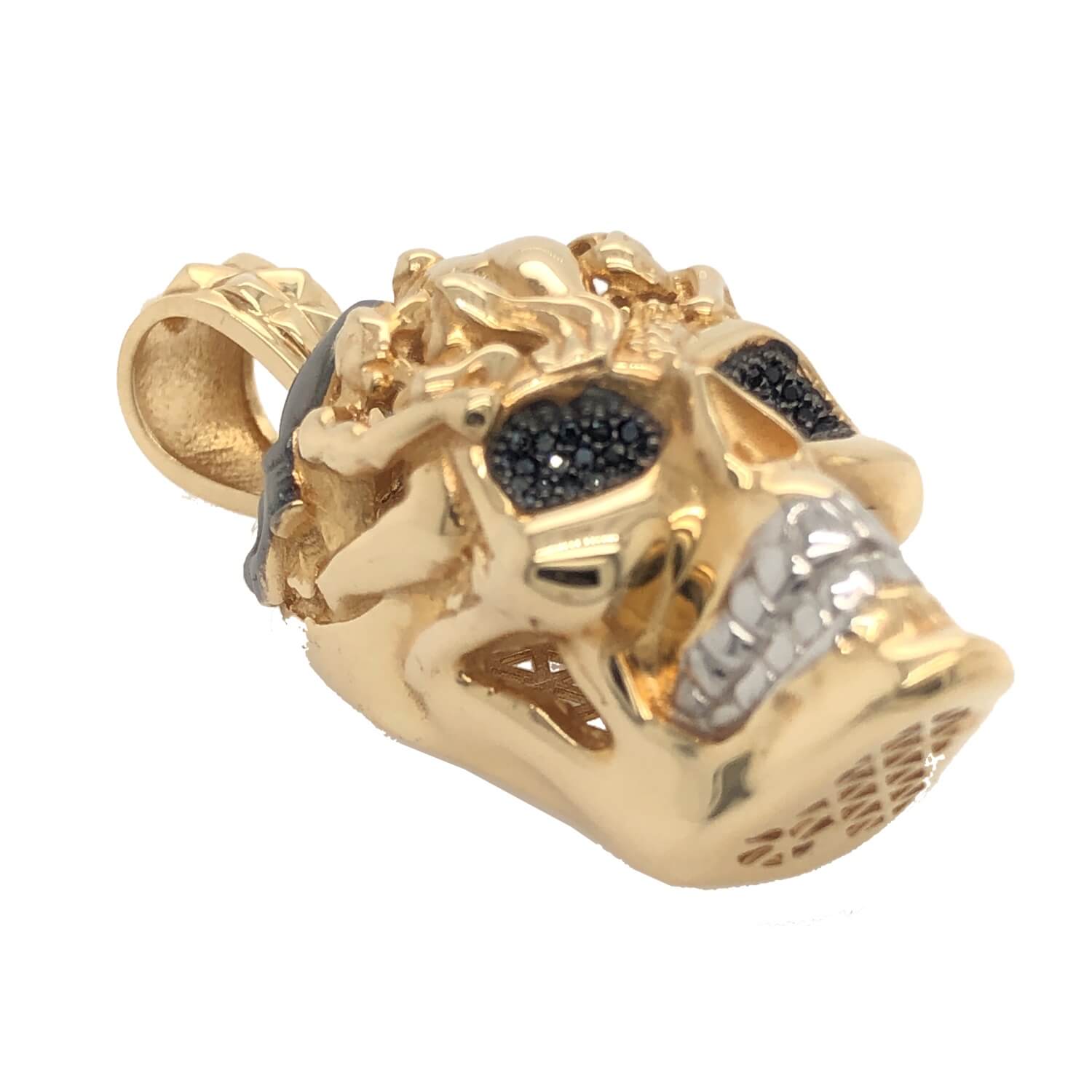 Totenkopf Anhänger 585 Gold mit Zirkonia