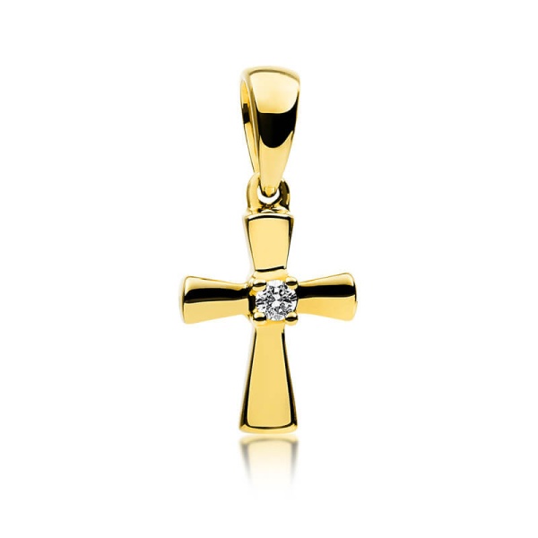 Diamant Anhänger Kreuz Gelbgold