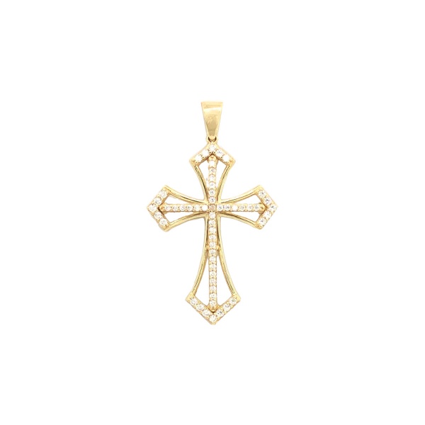 Anhänger Kreuz 585 Gelbgold mit Zirkonia E11197