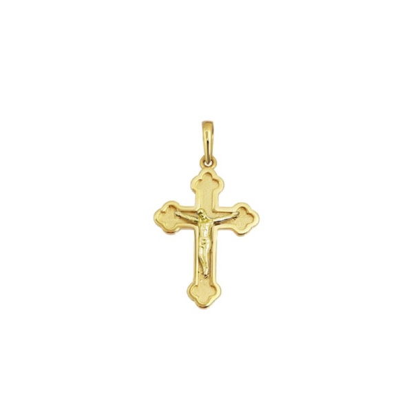 Anhänger Kreuz Orthodox 585 Gold klein mit Korpus E12010