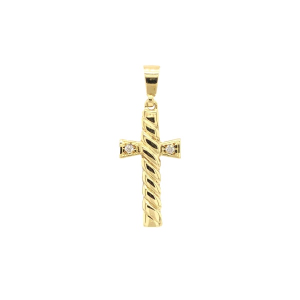 MIL15326 - Anhänger Kreuz 585 Gelbgold mit Zirkonia