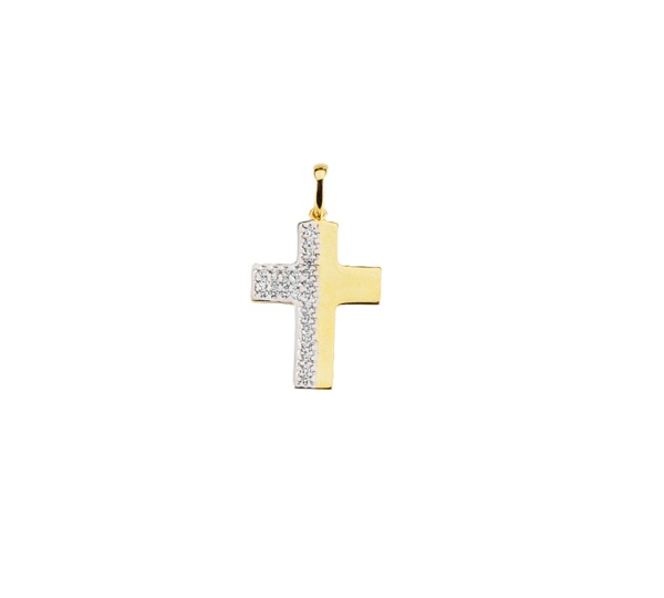 Anhänger Kreuz 585 Gold mit Zirkonia E11638