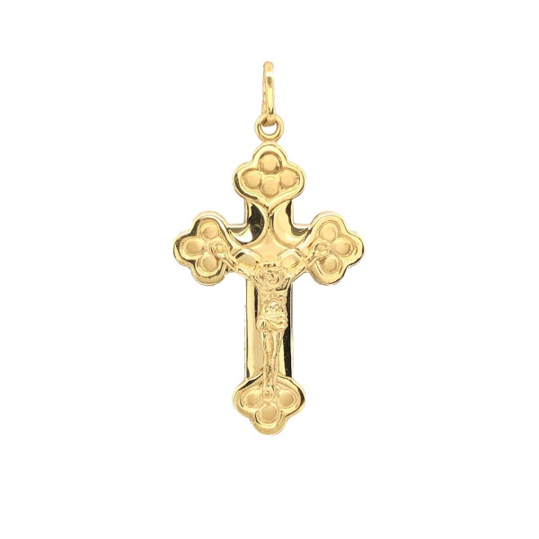 Anhänger Kreuz Orthodox mit Korpus 585 Gelbgold E10934